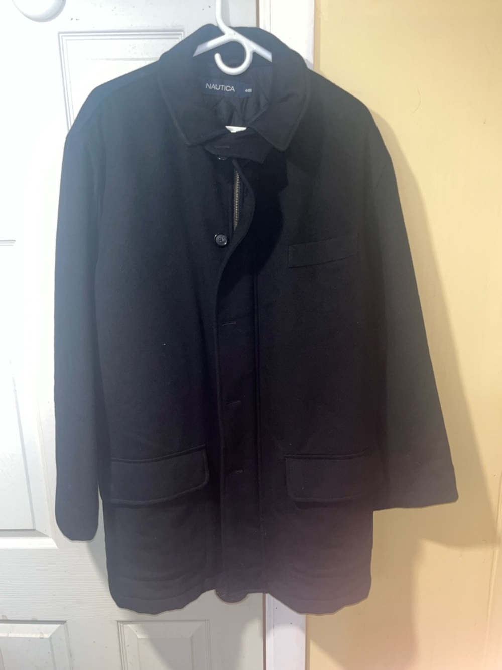 Nautica Men's Black Pea Coat with Button Closure